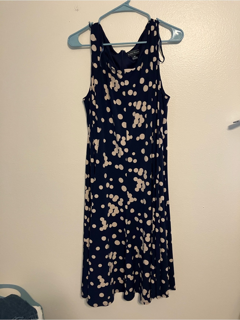 Jessica Howard Navy Dress with Cream Polka Dots